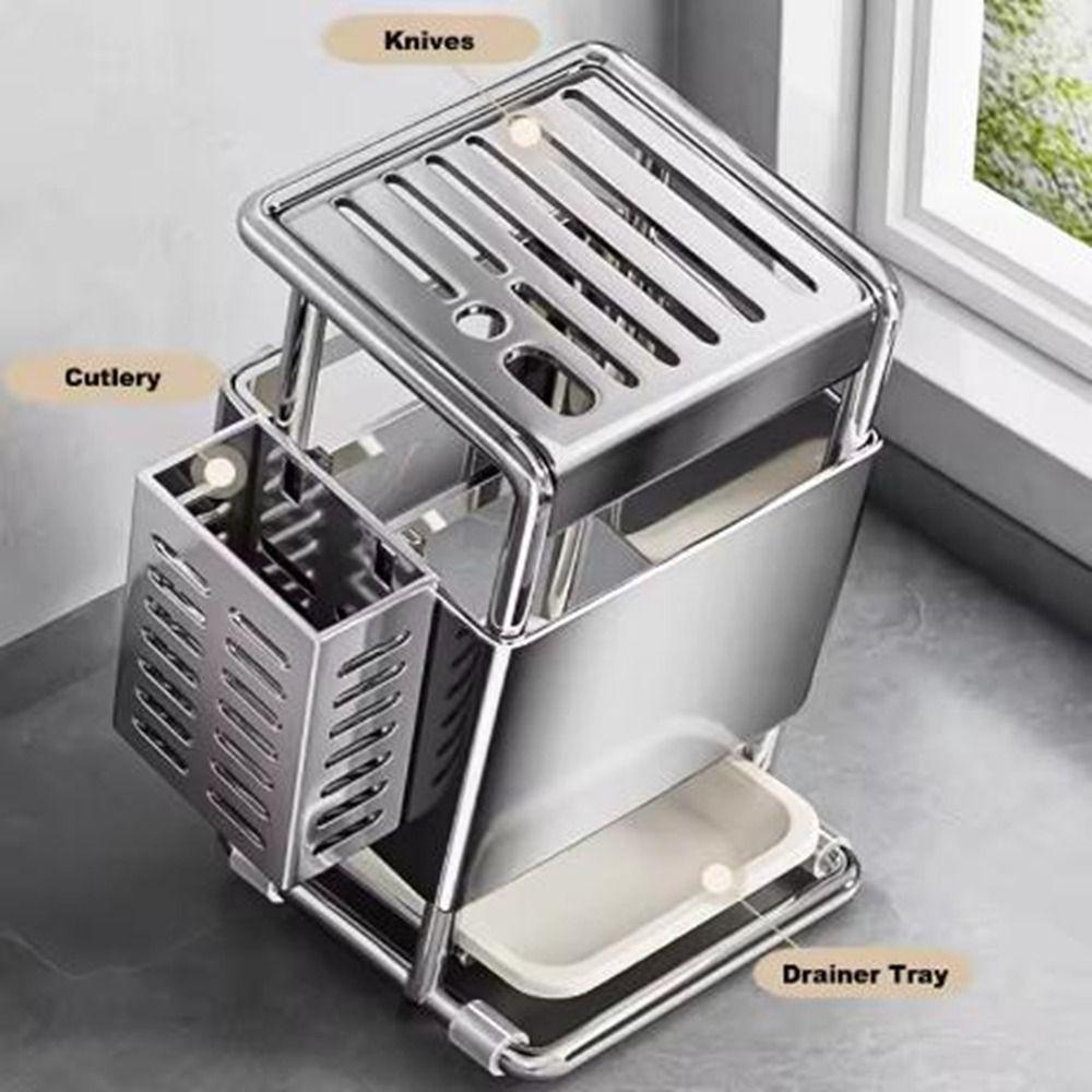 Stable Stainless Steel Knives Holder Anti-slip Chopstick Bucket Cutlery Organizer  for Home
