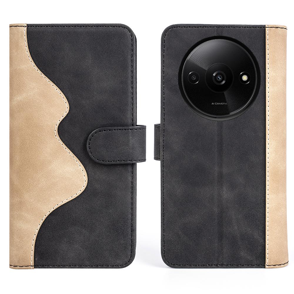 For Xiaomi Redmi A3/Poco C61 4G Wallet Case PU Leather Color Splicing Shockproof Phone Cover