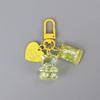 Candy Color Bling Heart Bear Key Ring Transparent Lovely Bag Pendant  Phone Case Accessories