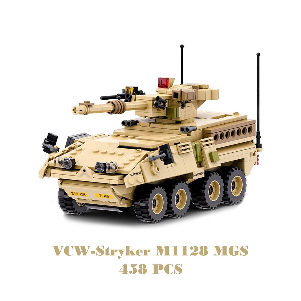 Military Armored Hummer Stryker Tank Car US Russia Army Modern War Soldier Weapons Scale Model Building Block Set Brick Children Kid Toys Playsets