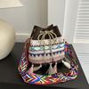 New Korean version ins bucket bag, foreign gas fringed single shoulder oblique span bag, beach ethnic style woven straw bag