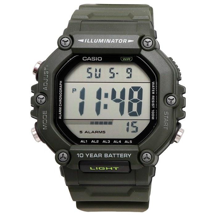 Casio Standard Digital Men's Watch AE-1600HX-3AV, Military Green, Long Strap