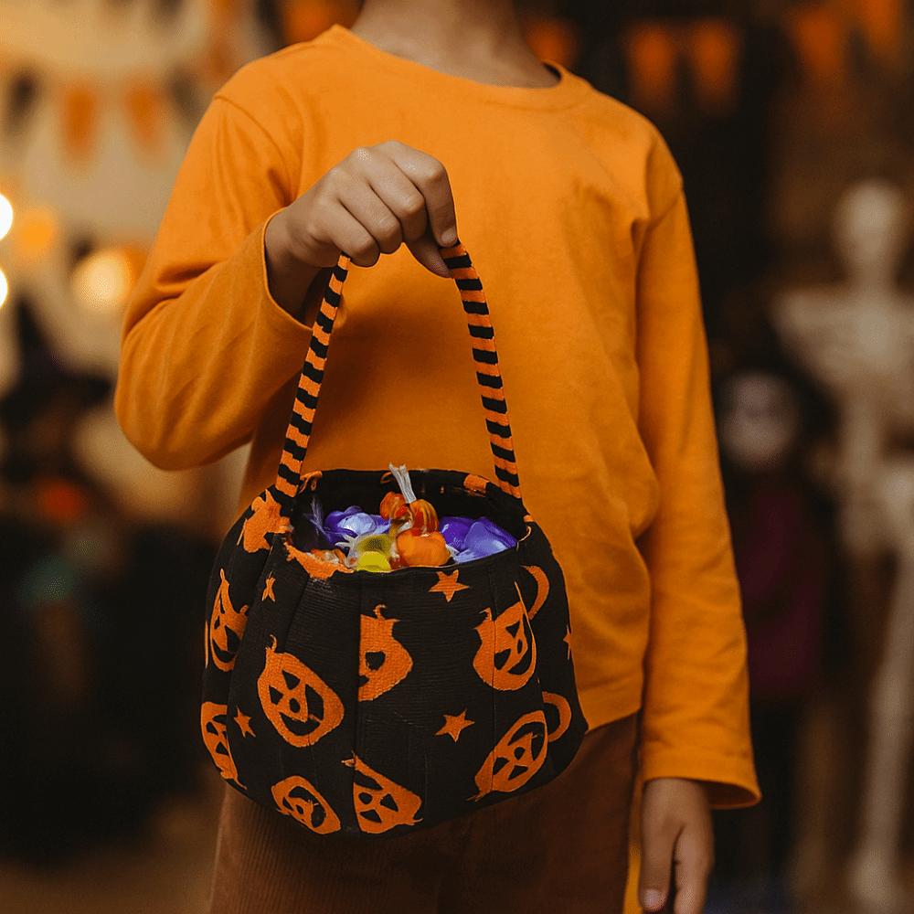 Cloth Halloween Candy Bag Trick or Treat Stuffed Cotton Tote Bags Funny Pumpkin Candy Bucket  Party