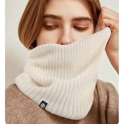 Winter Knitted Neckerchief Pure Color Versatile Outdoor Warm High Neck Anti Cold Double Layer Velvet Neck Protection