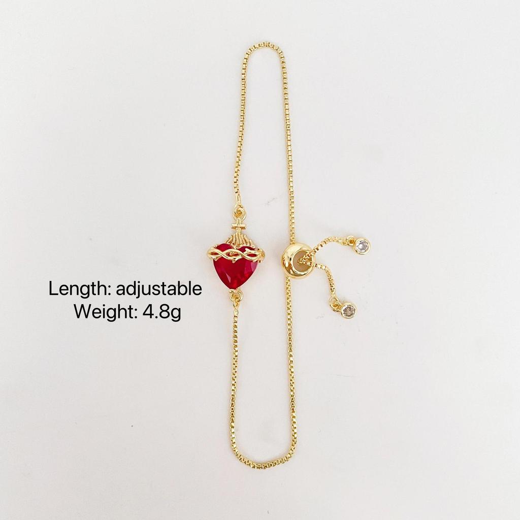 Micro-Inlaid Zircon Red Love Bracelet Women'S Niche Design Sense Adjustable Temperament Light Luxury Bracelet
