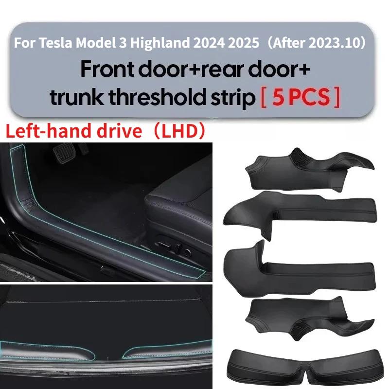 Front Rear Door Sill Pad for Tesla Model Y Juniper Model 3 Highland PU Leather Door Welcome Pedal Threshold Strip Accessories
