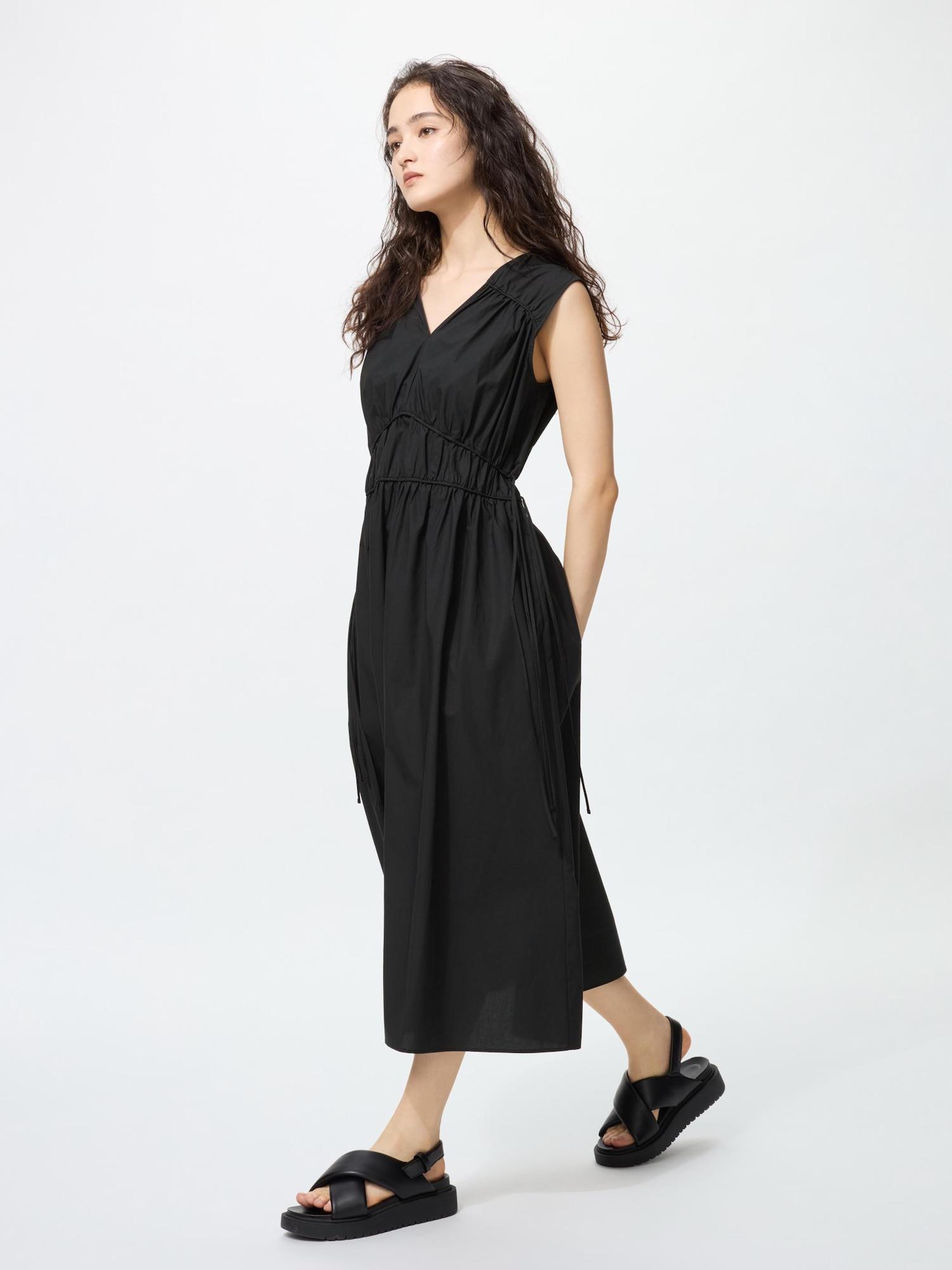 

Хлопковое платье Uniqlo со сборками без рукавов 09 BLACK/WOMEN XXL