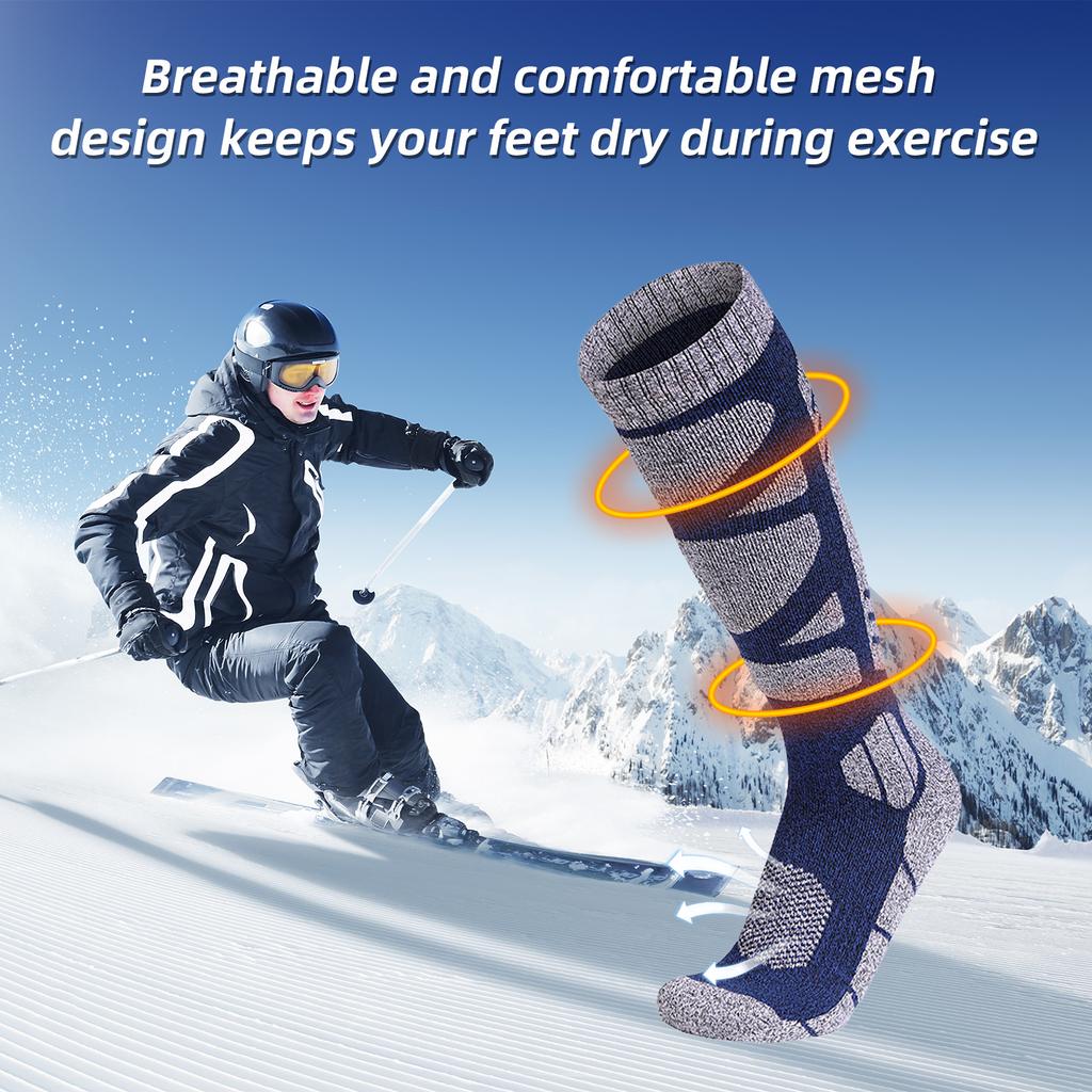 Knee High Winter Ski Socks Warm Breathable Sweat Wicking Mountaineering Socks for Men