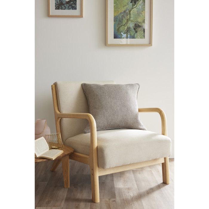 Coussin déhoussable avec passepoil 50 x 50 cm Polyester fils teints jacquard "Atlas" Le fil d'Ariane