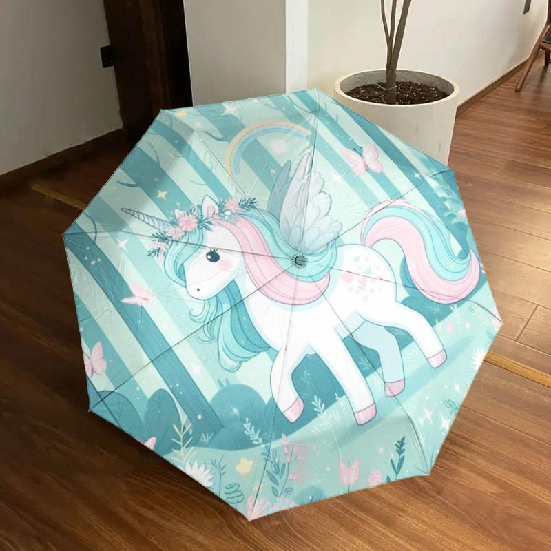 

1pc Unicorn Fantasy Forest Automatic Open/Close Umbrella, Halloween & Gifts - Ideal for Daily, Formal, Party Use, Durable Canopy yy251011011