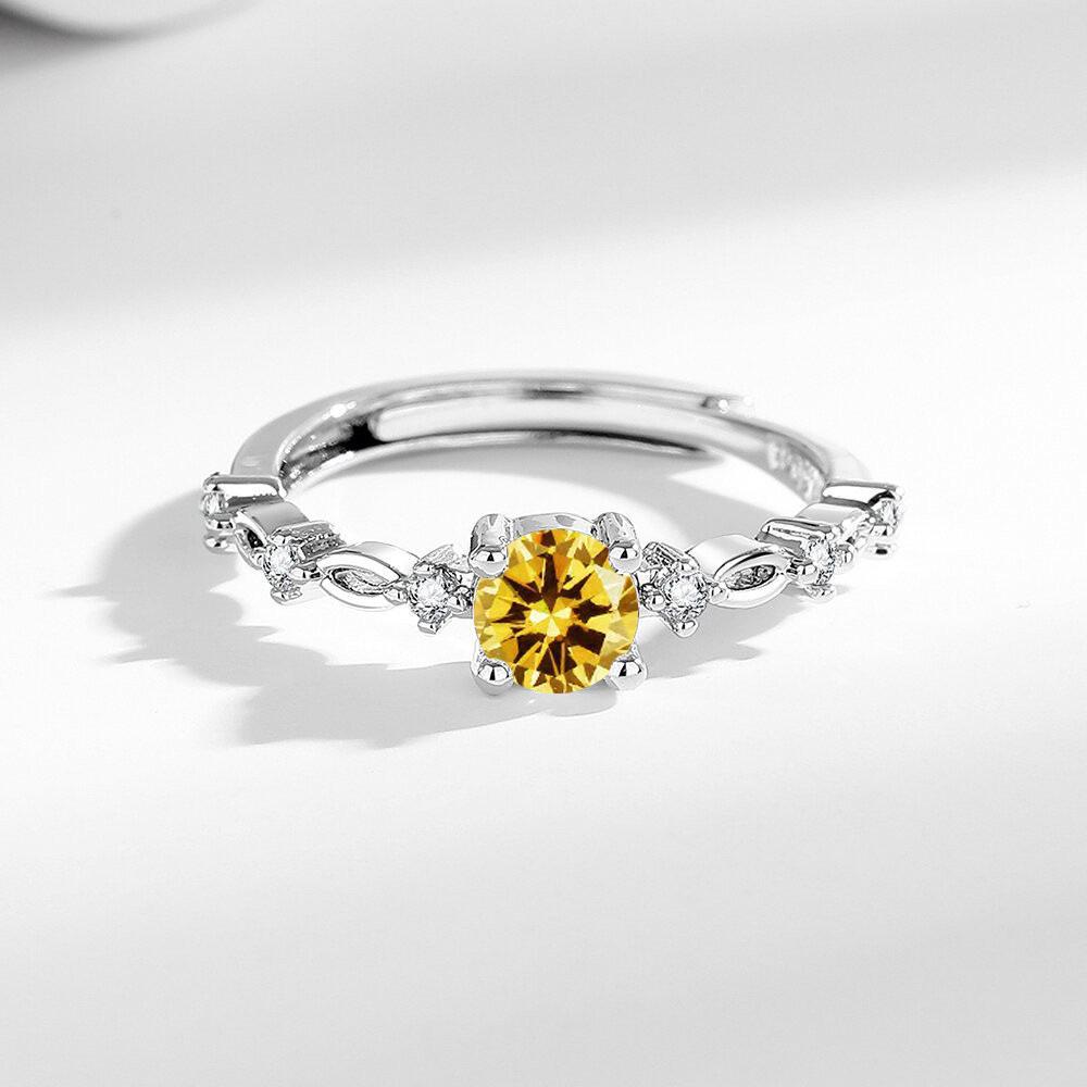 

Popular Imitation Moissanite Birthstone Ring for Women - Luxurious Light, with Colored Zircon Diamonds Adjustable жовтий/алмаз