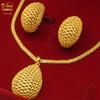 24K Gold Alloy Two-Piece Jewelry Set Indian Dubai Wedding Accessories Sand Gold Twisted Geometric Necklace Earrings for Unisex