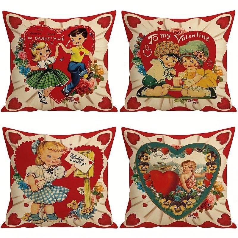 Timu Valentine's Day Pillow Red Love Printing Cushion Linen Pillow Home Pillow Cover Pillow Cover Pillow Cover