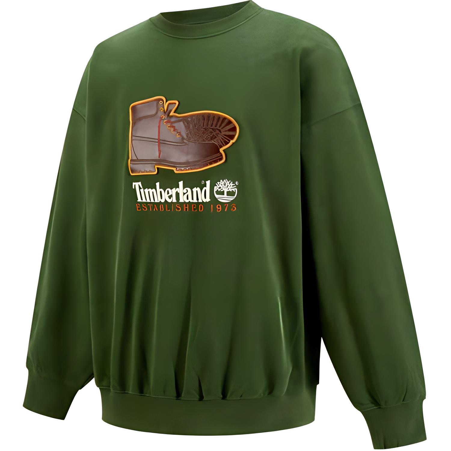 Timberland Olive Green Crew Neck Printed Sweatshirt A661B-EIN M