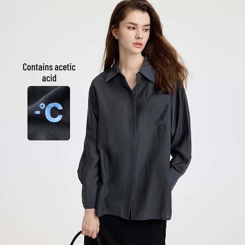 Navigare Women s Simple Solid Long Sleeve Shirt L