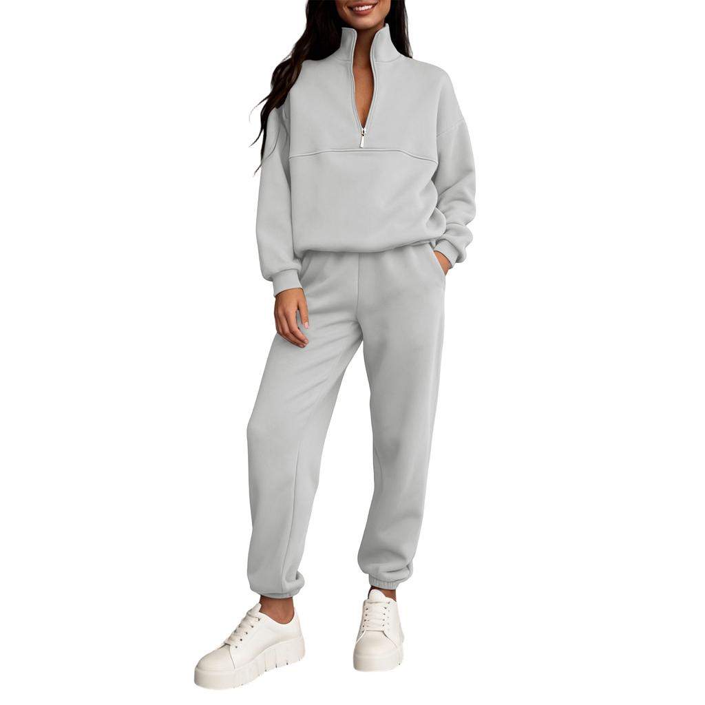 Damen 2-teiliges Farb-Freizeit-Sportbekleidungs-Set mit langen Hosen