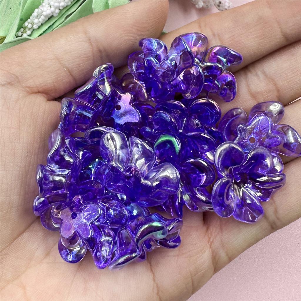 Necklaces Jewelry Marking 21.4*23.6mm Fashion for Earrings DIY Handmade Materials Transparent 10pcs Acrylic Irregular UV Color Big Flower Beads Beads