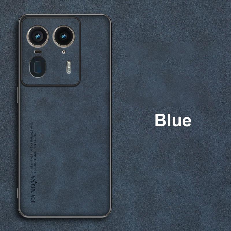 

Матовый чехол для телефона из овчины и искусственной кожи для Motorola Edge 50 Ultra, силиконовый противоударный чехол-бампер для Moto X50 Ultra Moto Edge 50 Ultra синий