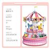 Non-Toxic Amusement Electric Park Merry-Go-Round Carousel Mini Led Blocks Bricks Music Box Lighting Building Children Toy Panda Cub Model Gift