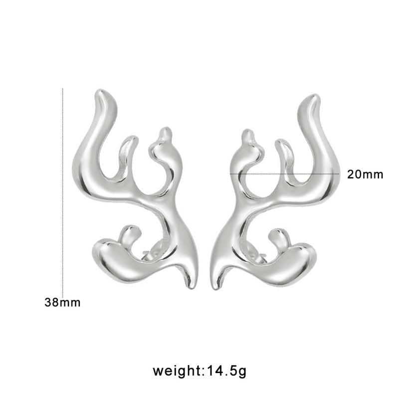 Meishiduo Titanium Steel Abstract X-Curve Earrings - European & American Personality Style Jewelry