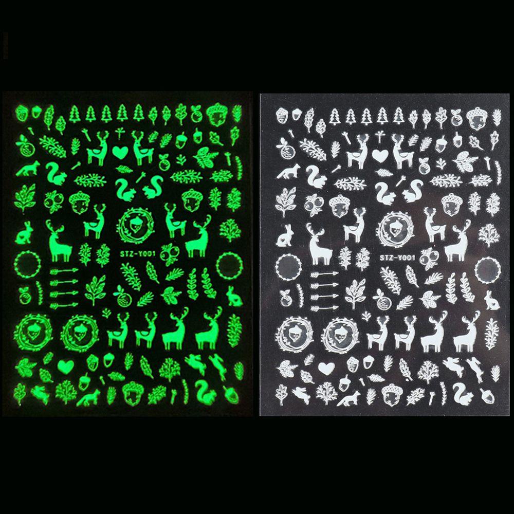 Nail Art Slider Adhesive Decals DIY Manicure White Snowflakes Nail Sticker 3D Luminous Christmas