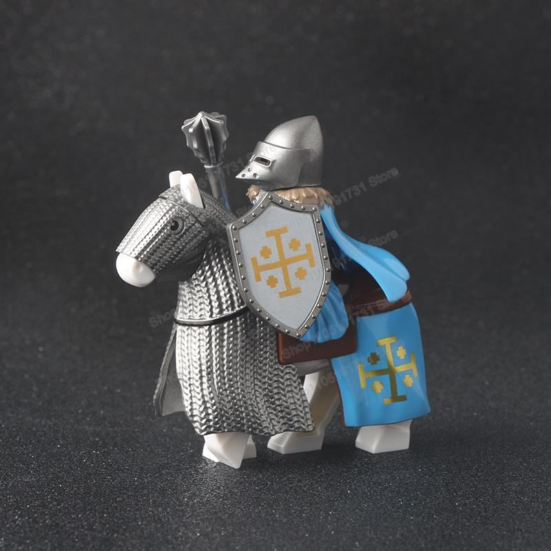 Medieval Knight Serie Figures Building Blocks Warrior Soldiers Guards Lion Heart Hospital Teutonic Knight Battle Pastor Kid Gift