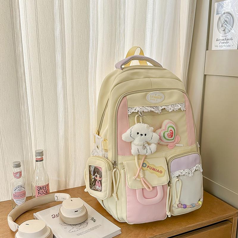 New Japanese High Value Ins Pain Pack Junior and Senior High School Students' Backpacks  Cute Contrast Color Large Capacity Backpacks.