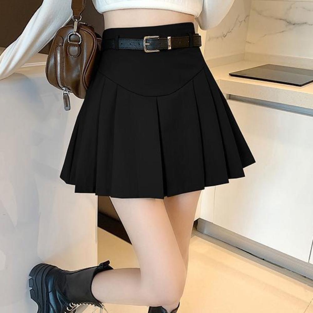

with Belt JK Short Skirt A-line Design Pleated Mini Skirts Kawaii Outdoor