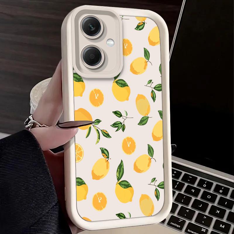 Blue Leaf Lemon Case for Xiaomi Redmi Note 14 13 12 Turbo 11S 4G 11 10 Pro Plus 9 14C 13C 12C 9C A2 A1 Soft Silicone Cover Funda