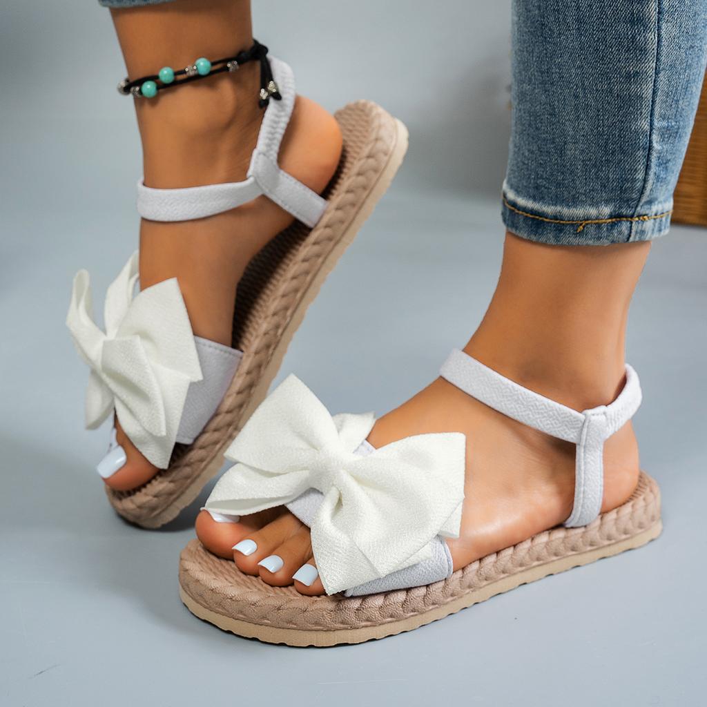 Fashion Women Slippers 2024 New Summer Lightweight Sandals Fashion Beach Casual Slippers Outdoor Bow Tie Flat Shoes Home Slides Women