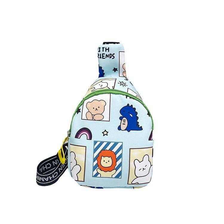 Adorable Cartoon Kids Chest Bag For Boys And Girls Lightweight Nylon School Bag