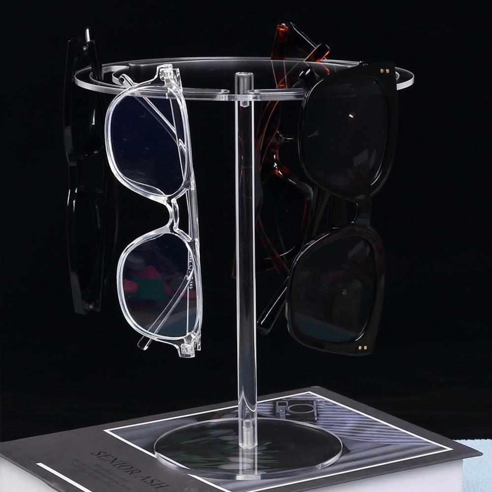 Acrylic Sunglasses Holder Stand 360 Rotating Eyeglasses Display Rack Tabletop Glasses Storage Organizer