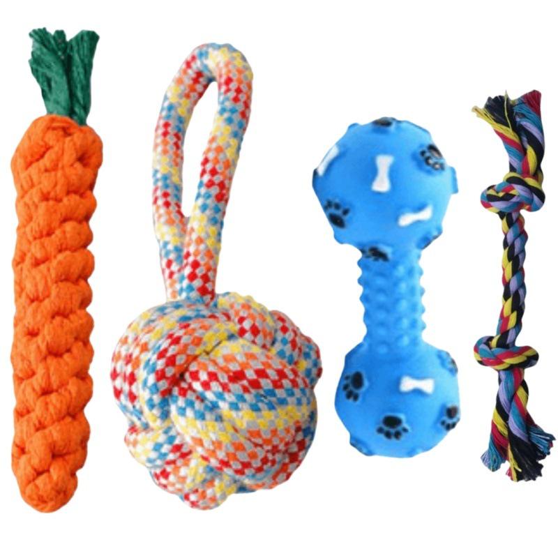 Durable Cotton Rope Knot Dog Teething Toy for Puppies and Small Breeds