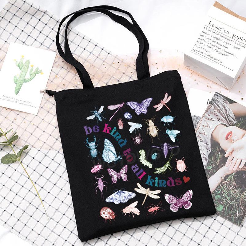 Insect Printed Casual Shoulder Bag Daily Versatile Large Capacity Canvas Bag 2025 New