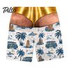 Adjustable Drawstring Swim Shorts Hairy Big Booty Shorts, USA Flag Print Men Trunks, Golden Funny Beach for Briefs Design, Summer Pool Party Vacation