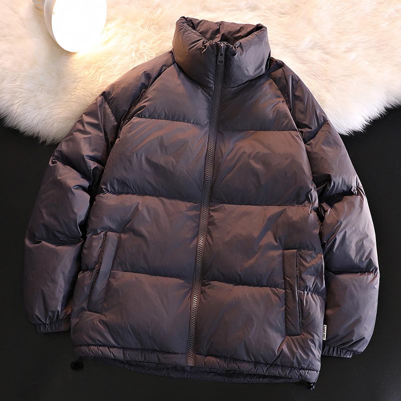 

Зимняя хлопковая куртка со стоячим воротником, мужская модная брендовая свободная однотонная повседневная хлопковая куртка, куртка для пары L серый
