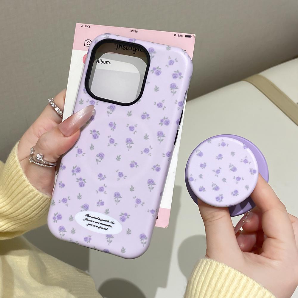 Floral Magnetic Bracket Phone Case for Apple 16/17 Promax & iPhone 14/15