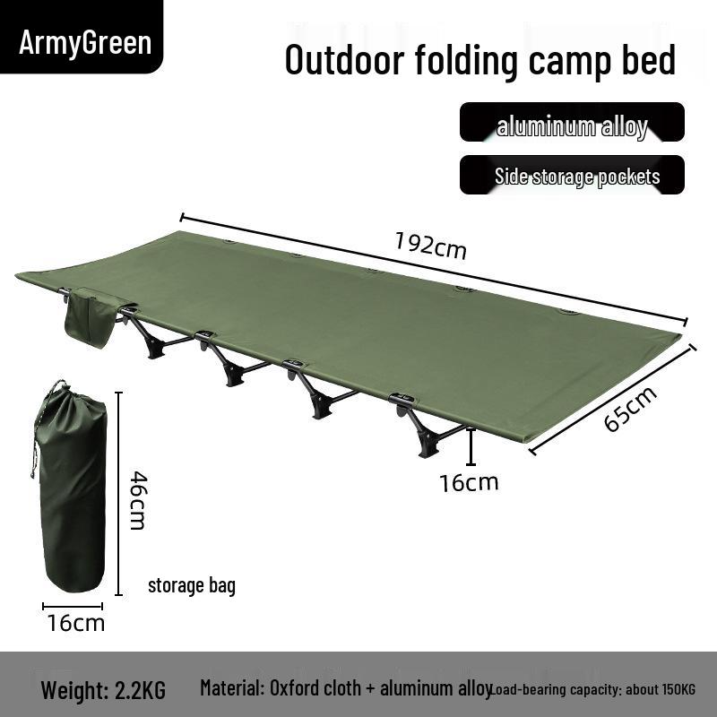 Outdoor Folding Aluminum Camping Bed - Single, Wide, and Portable