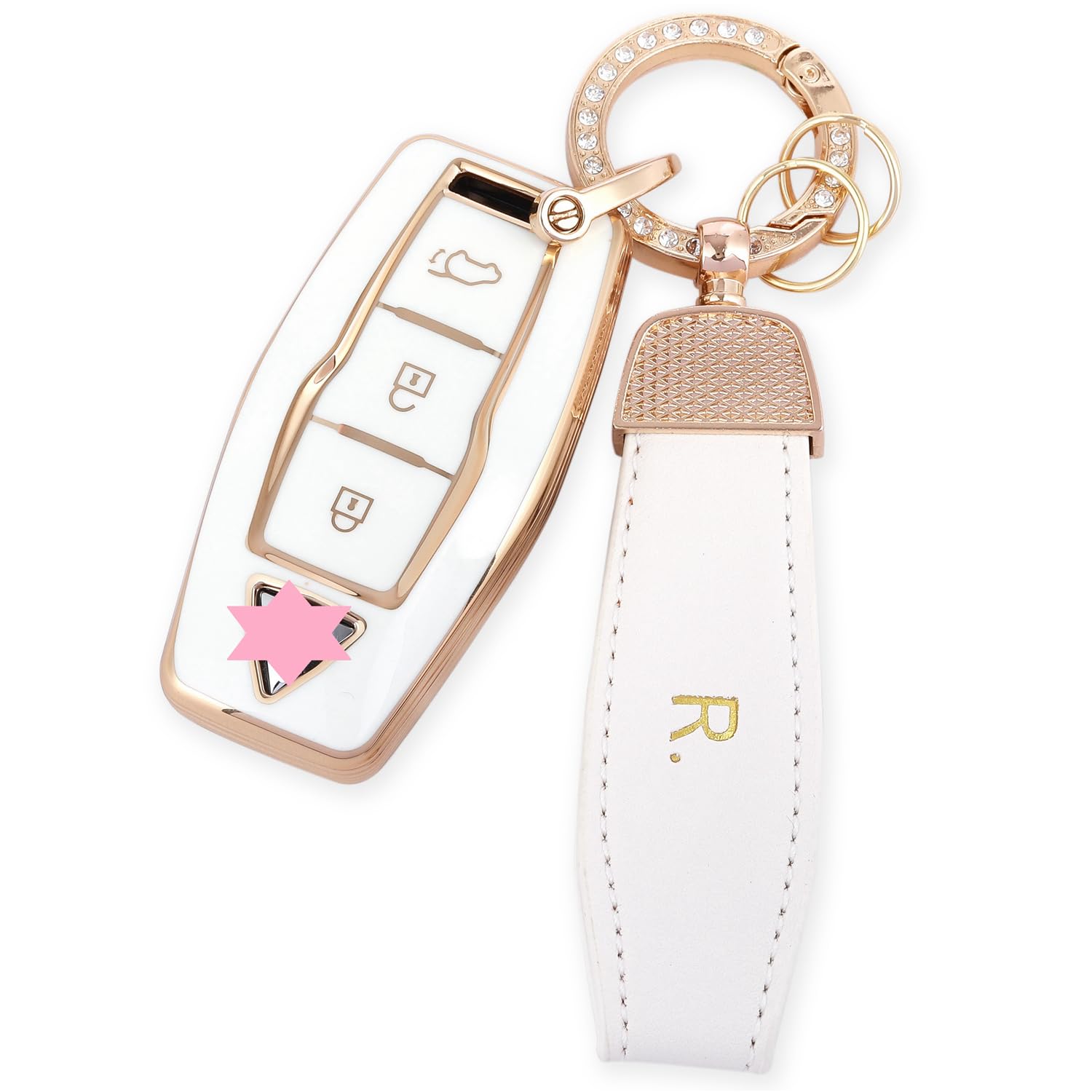 

[YANMW] Новый чехол для ключа Outlander, совместимый с Mitsubishi New Outlander PHEV GN0W, чехол для смарт-ключа OUTLANDER (Золотисто-белый)