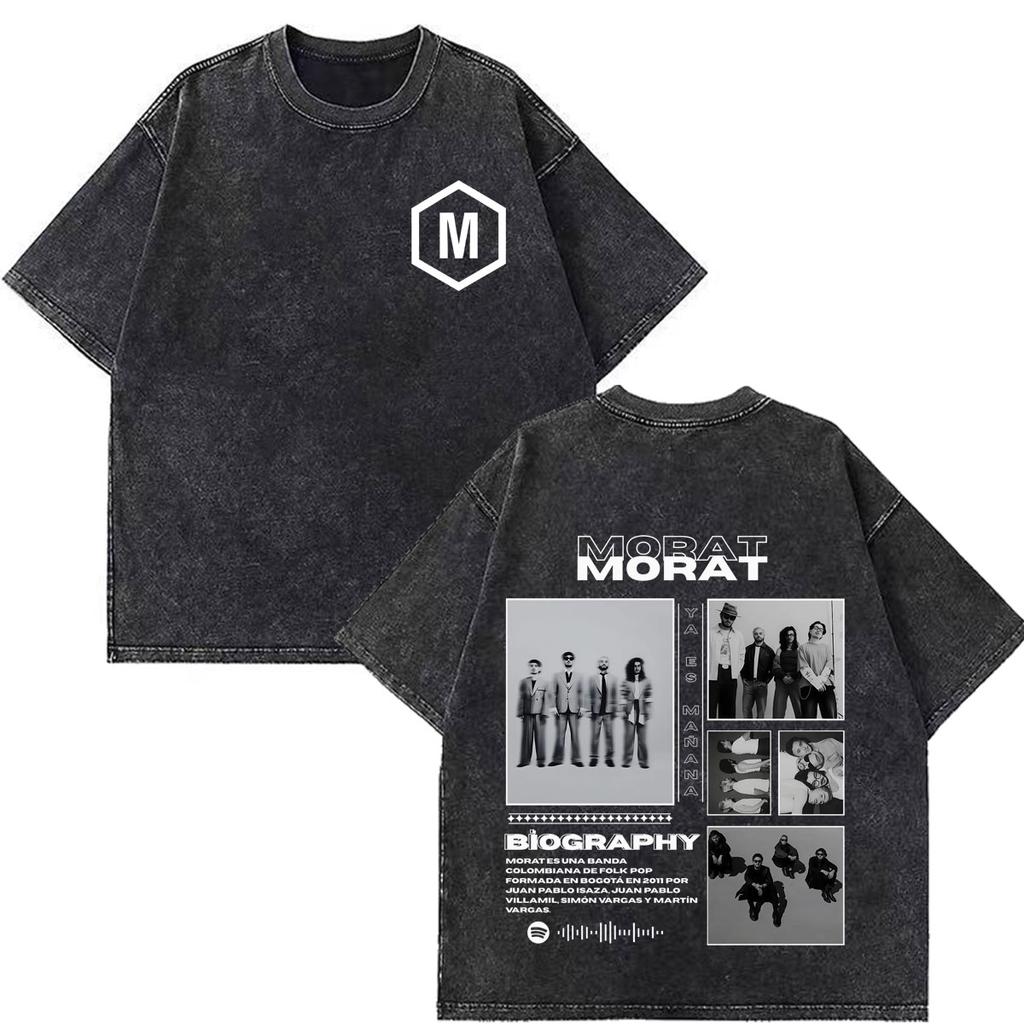 Band Rock Music Morat Tour 2026 Print Vintage Washed T-shirts Men Women Hip Hop T Shirt Loose Cotton Fashion Clothing T-shirts
