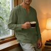 Men's Linen V-Neck T-Shirt Loose Fit Casual Summer Top