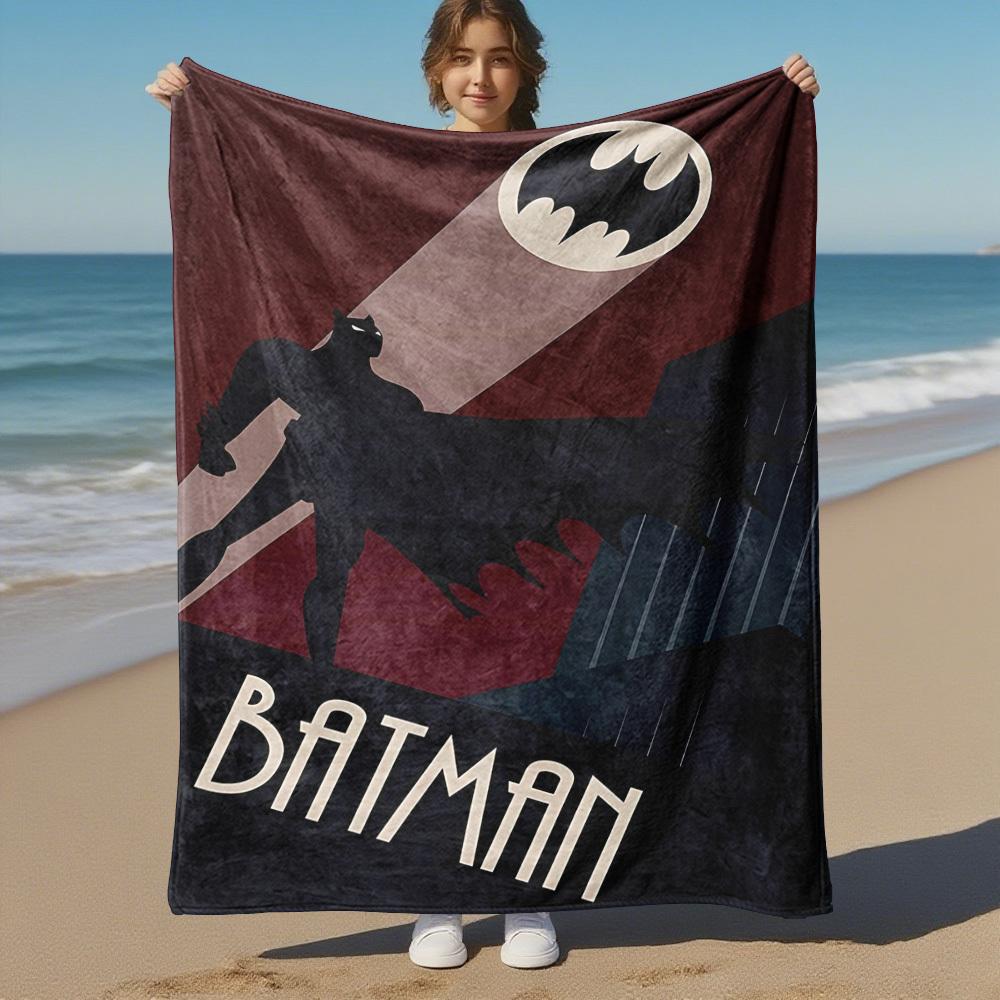 1pc BATMAN Outdoor Blanket - Throw Blanket, Soft , Flannel Blankets, Living Room, Travel, Camping C1209002