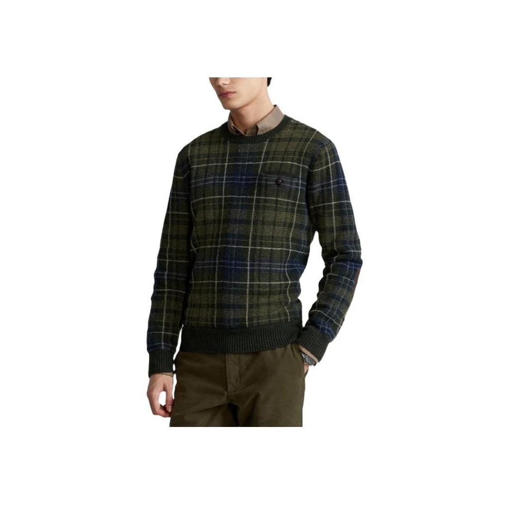 Polo Ralph Lauren SS22 Checked Crew Neck Long Sleeve Cashmere Sweater Men sweater Green MNPOSWE16820904-300