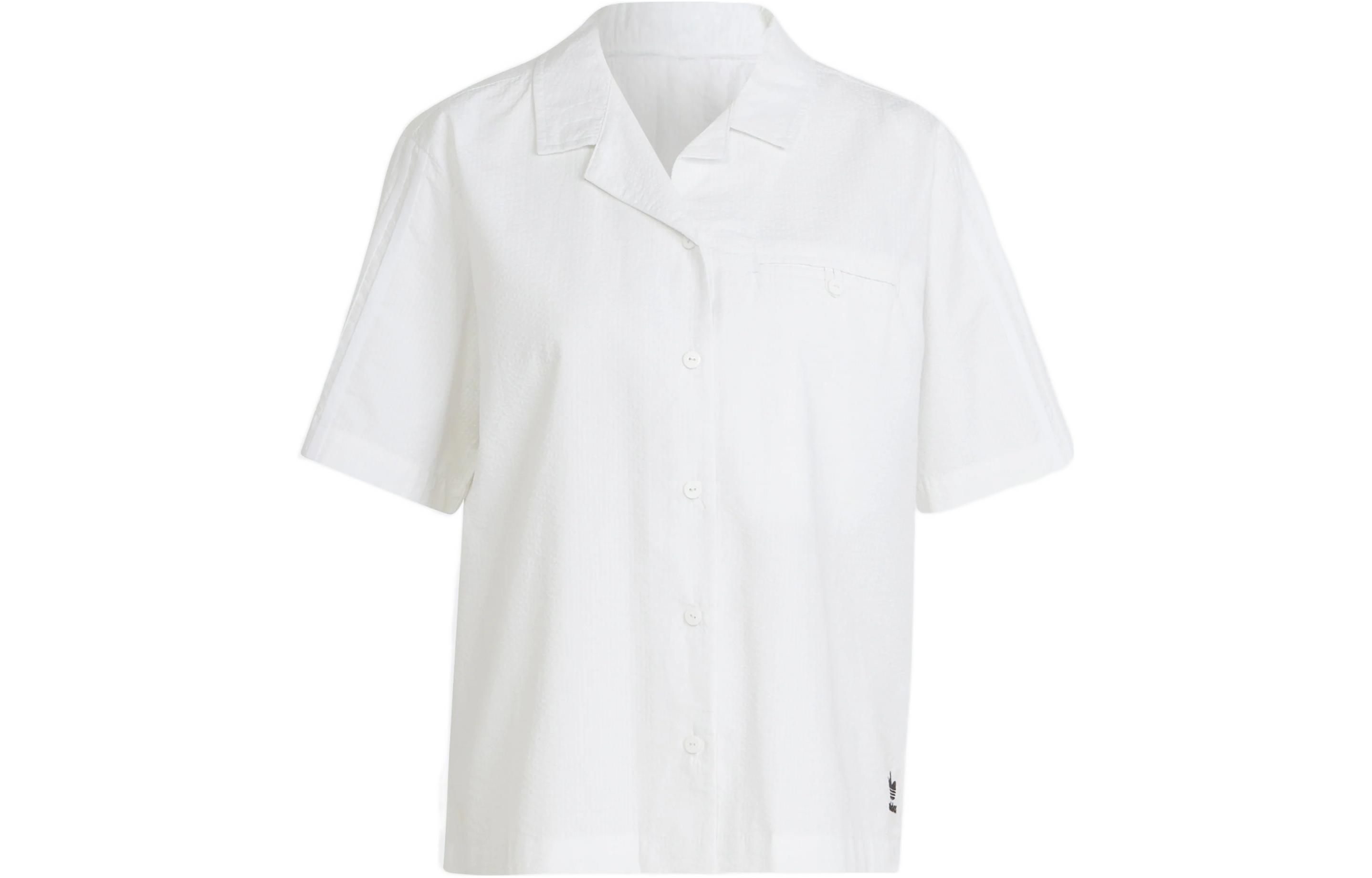 Adidas Originals Shirts Women s White Lapel Moderate Straight Fit HC2053 34
