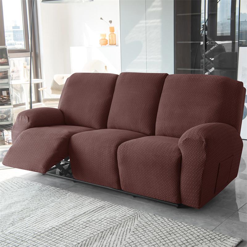 1 2 3 Seater Recliner Sofa Cover Stretch Spandex Lazy Boy Armchair Covers Jacquard Solid Color Couch Slipcovers For Living Room