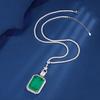 Jewelry Copper Bottom Gold Plated Imitation Emerald Paraiba Square 20 * 28 Pendant Necklace