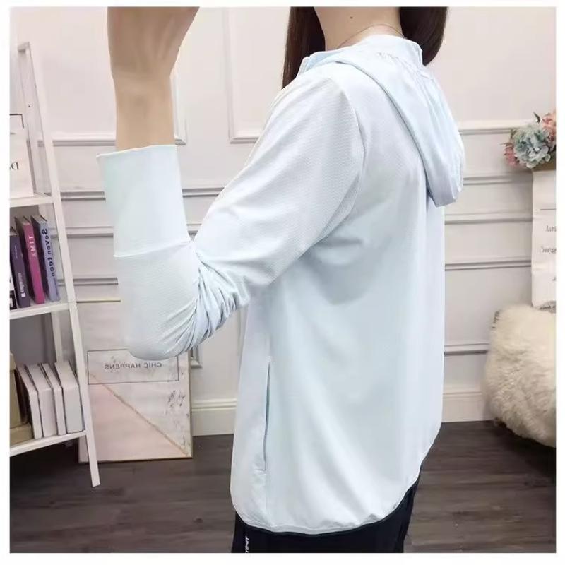 Sunscreen Hooded Jacket Women's Summer Thin Long-sleeved Ice Silk Breathable Anti-ultraviolet Outdoor Running Sports Jacket