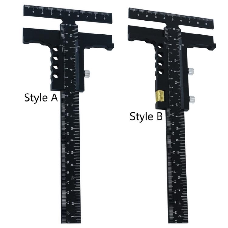 Woodworking T Ruler Scriber Gauge Carpentry Scriber Aluminum Sliding Scribing Ruler Multifunctional Measurement Tool