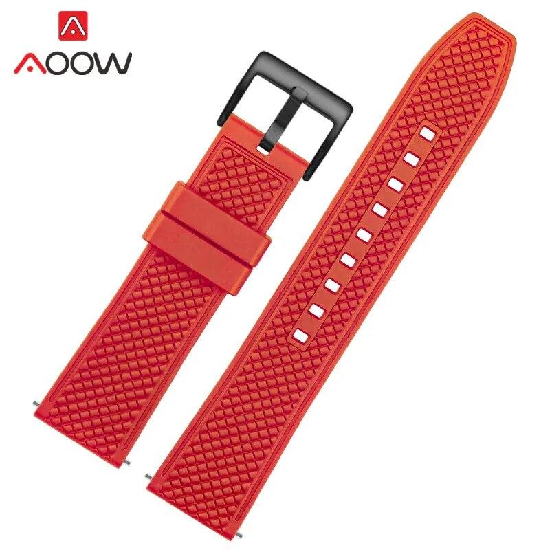 Fluoro Rubber Strap 20mm 22mm Quick Release Soft Sport Waterproof Stainless Steel Butterfly Buckle Men Replacement Watch Band