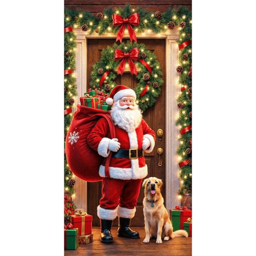 Atmosphere Arrangement Door Decoration Background Santa Claus Banner Door Frame